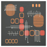 Atomic Abstract Barkcloth Black Burnt Orange Fabric