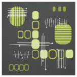 Atomic Abstract Barkcloth Black Chartreuse Fabric