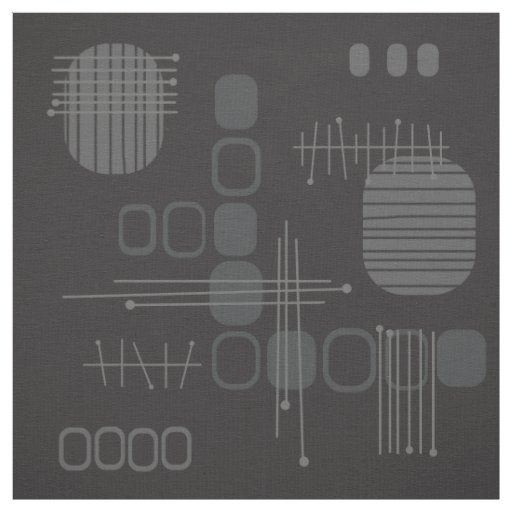 Atomic Abstract Barkcloth Black Fabric