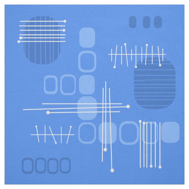 Atomic Abstract Barkcloth Blue Fabric (Swatch)