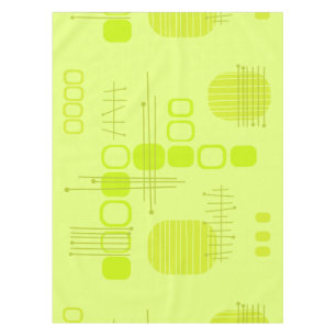 Atomic Abstract Barkcloth Chartreuse Tablecloth
