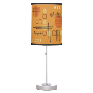 Atomic Abstract Barkcloth Ochre Table Lamp