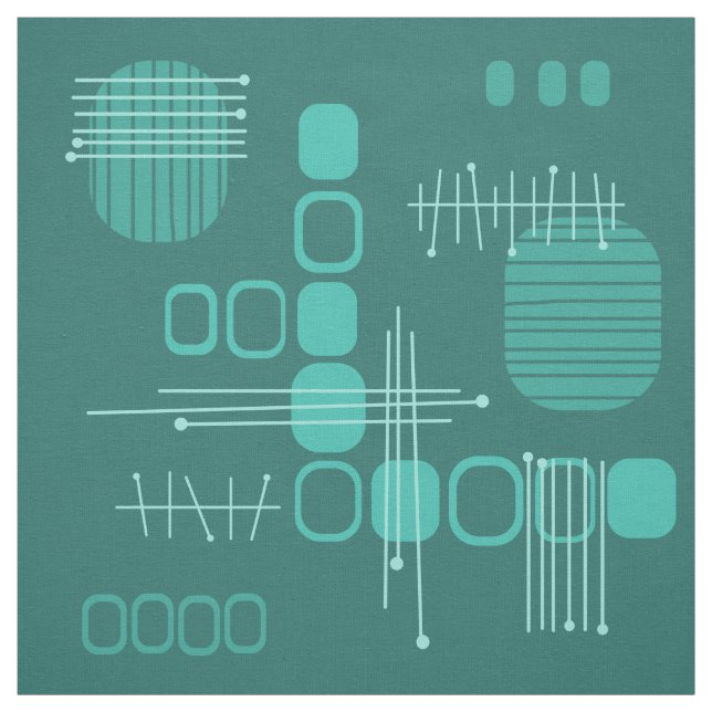 Atomic Abstract Barkcloth Teal Fabric (Swatch)