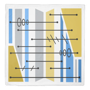 Atomic Abstract Geometric Art Blue Gold Duvet Cover