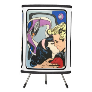 Atomic Abstract the Kiss Goodbye painting on a Tripod Lamp