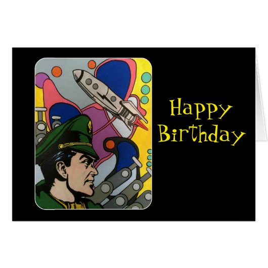 Atomic Abstract the Rocket Captain painting on a Cards (Front Horizontal)