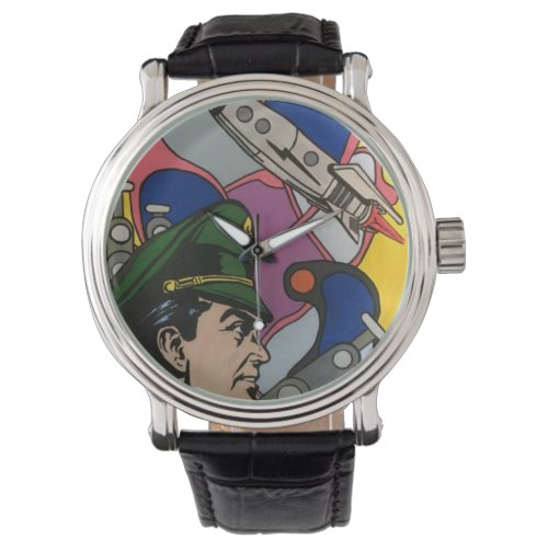 Atomic Abstract the Rocket Captain painting on a Watch