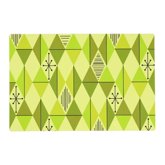 Atomic Age Art Diamonds Chartreuse Placemat (Front)