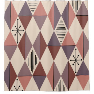 Atomic Age Art Diamonds Mauve Salmon Pink Shower Curtain