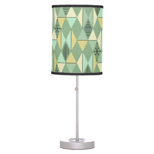 Atomic Age Art Diamonds Mint Green Yellow Table Lamp