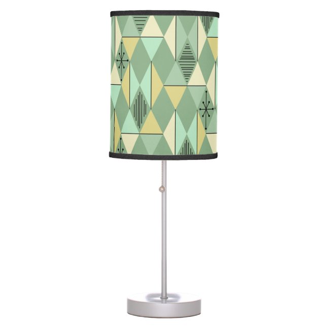 Atomic Age Art Diamonds Mint Green Yellow Table Lamp (Front)
