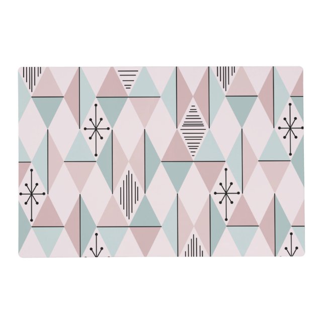 Atomic Age Art Diamonds Pastel Pink Green Placemat (Front)