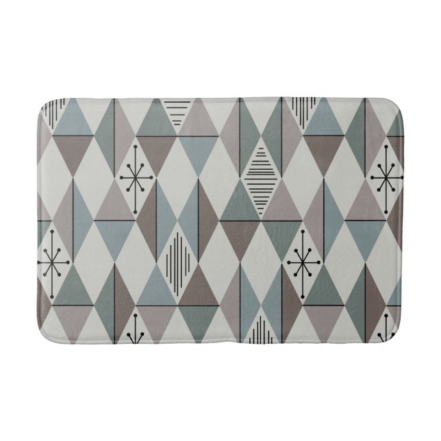 Atomic Age Art Diamonds Sage Gray Bath Mat (Front)