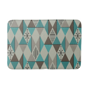 Atomic Age Art Diamonds Turquoise Gray Bath Mat