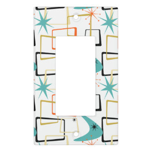 Atomic Age Boomerang Squares Stars Mid Century Light Switch Cover