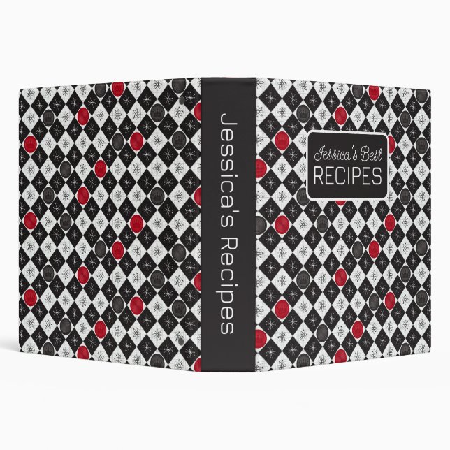 Atomic Age Checkers Recipe 3 Ring Binder (Background)
