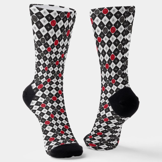 Atomic Age Checkers Socks (Angled)