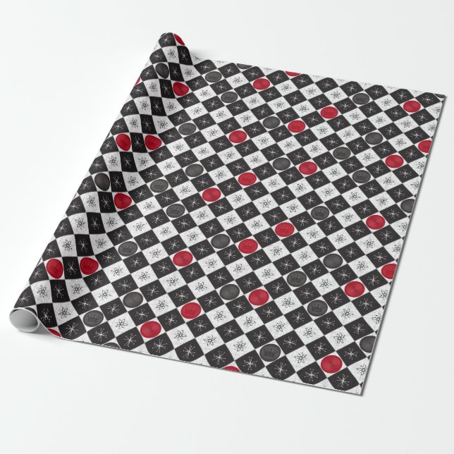 Atomic Age Checkers Wrapping Paper (Unrolled)