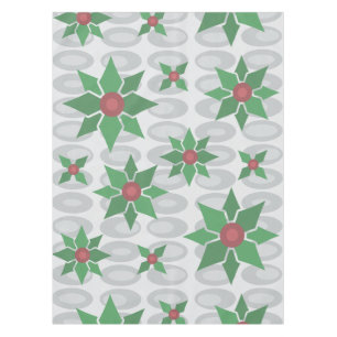 Atomic Age Christmas Holly Silver Tablecloth