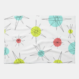 Atomic Age Colorful Planets Kitchen Towel