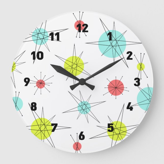 Atomic Age Colorful Planets Large Clock (Front)