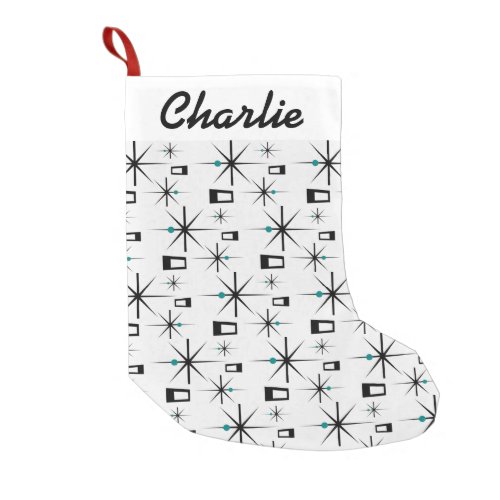 Atomic Age CUSTOM NAME Retro Small Christmas Stocking