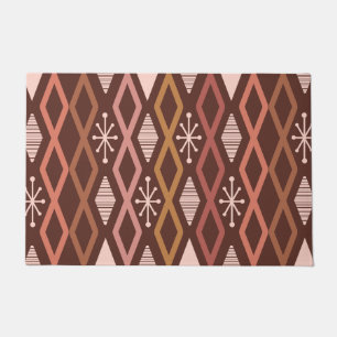 Atomic Age Diamond Columns Burnt Orange Doormat