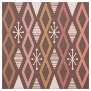Atomic Age Diamond Columns Burnt Orange Fabric