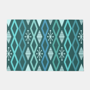 Atomic Age Diamond Columns Teal Doormat