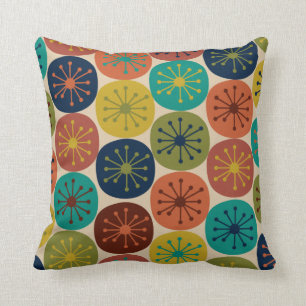 Atomic Age Dots Mid-century Retro Pattern Throw Pillow