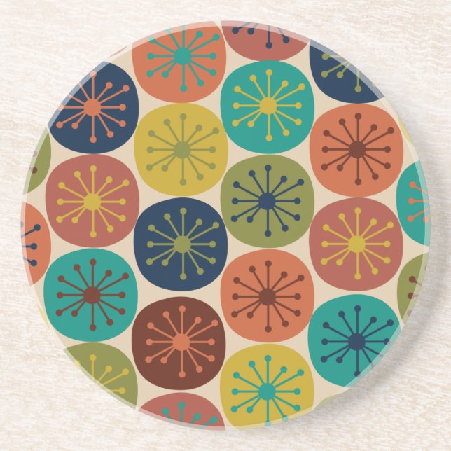 Atomic Age Dots Midcentury Modern Pattern Coaster (Front)