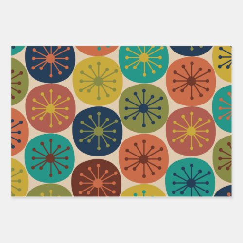 Atomic Age Dots Midcentury Modern Pattern Wrapping Paper Sheets