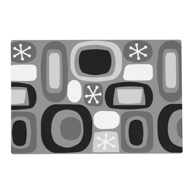 Atomic Age Fieldstones Black White Placemat (Front)