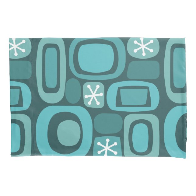 Atomic Age Fieldstones Teal Pillow Case (Front)