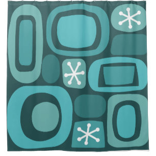 Atomic Age Fieldstones Teal Shower Curtain