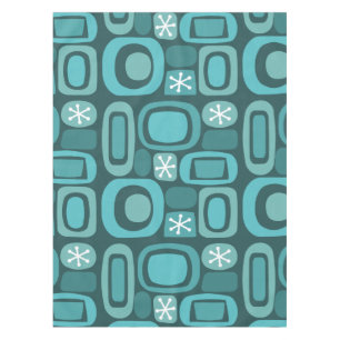 Atomic Age Fieldstones Teal Tablecloth