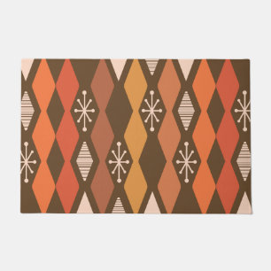 Atomic Age Geometric Brown Orange Doormat