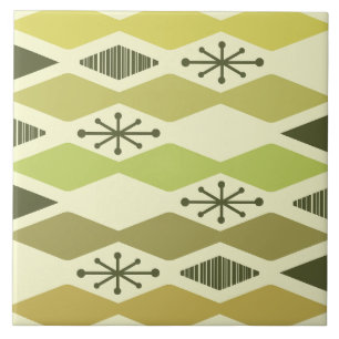 Atomic Age Geometric Chartreuse Ceramic Tile
