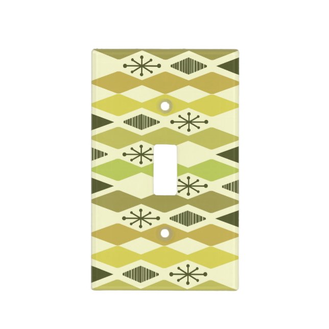 Atomic Age Geometric Chartreuse Light Switch Cover (Front)