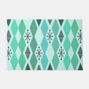 Atomic Age Geometric Turquoise Doormat