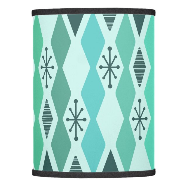 Atomic Age Geometric Turquoise Lamp Shade (Front)
