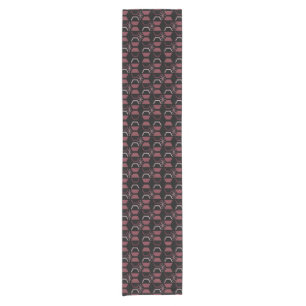 Atomic Age Hexagons Black Burgundy Short Table Runner