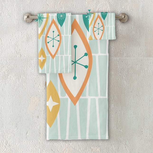 Atomic Age MCM Abstract Shapes and Stars Bath Towel Set (Creator Uploaded)