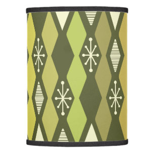 Atomic Age MCM Columns Olive Green Lamp Shade