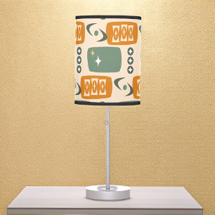 Atomic Age MCM Pattern in Green, Orange, Cream Table Lamp