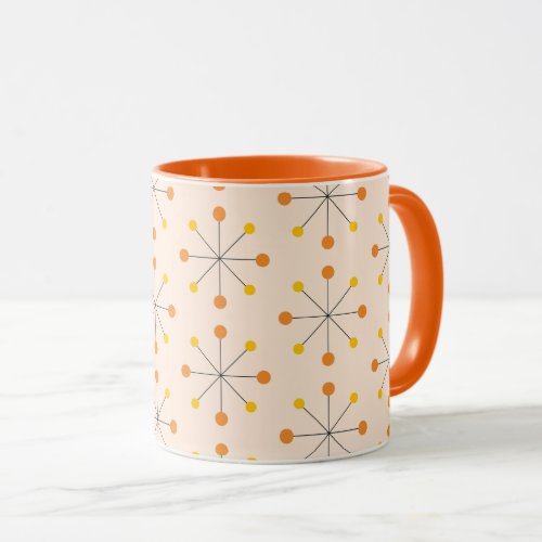 Atomic Age MCM Pattern Yellow Orange Peach Mug