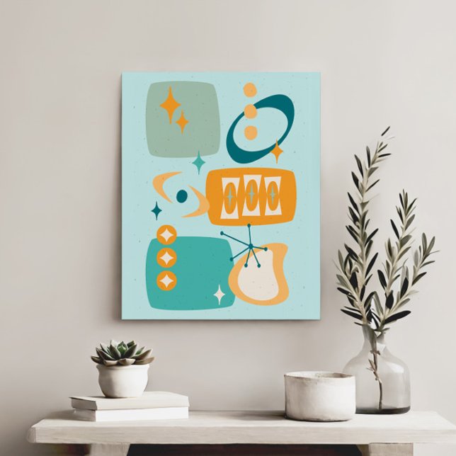 Atomic Age Mid Century Abstract Aqua Orange Canvas Print (Creator Uploaded)
