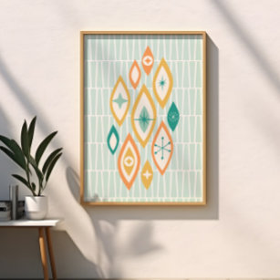 Atomic Age Mid Century Abstract Shapes Stars Poster