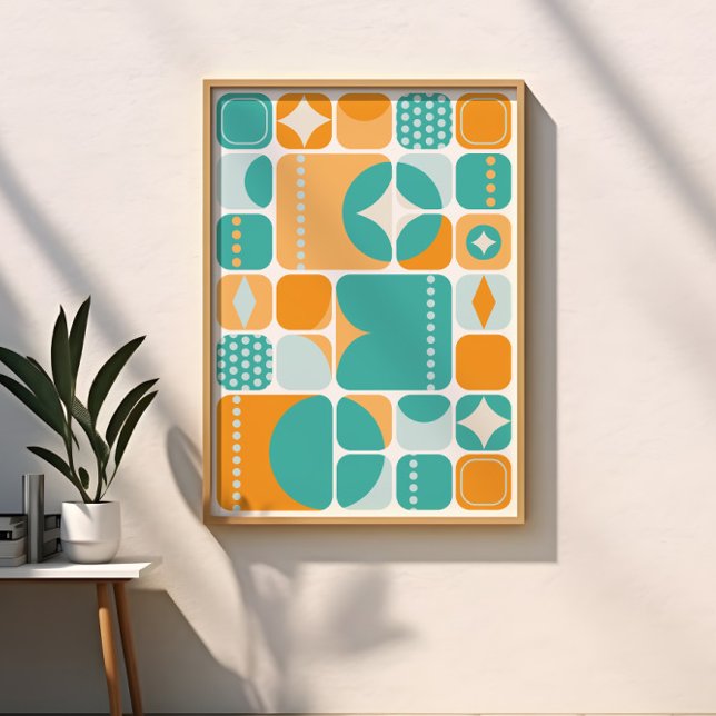 Atomic Age Mid Century Abstract Teal, Aqua, Orange Poster (Creator Uploaded)