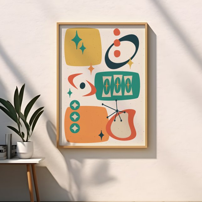 Atomic Age Mid Century Abstract Teal Orange Yellow Poster (Creator Uploaded)
